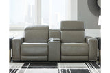 Correze Gray 3-Piece Power Reclining Sectional Loveseat by Ashley at Eve Furniture