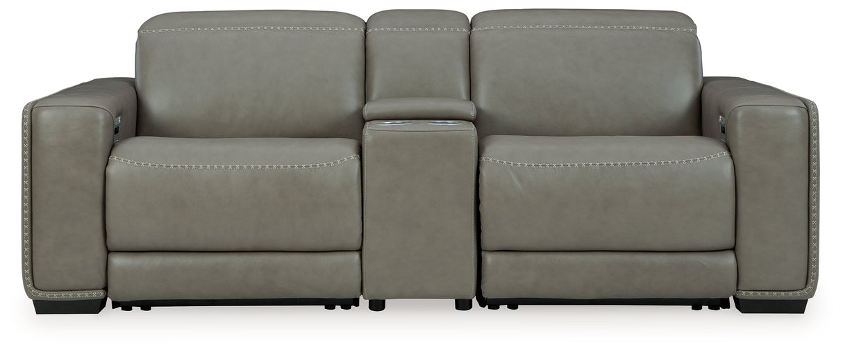 Correze Gray Power Reclining Living Room Set (Center Console)
