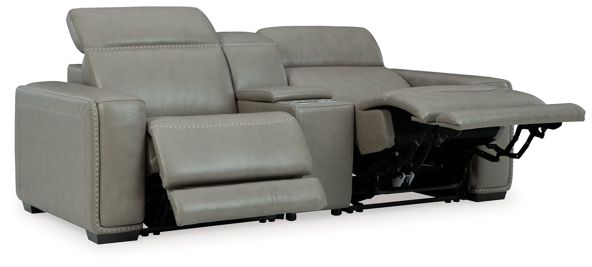 Correze Gray Power Reclining Living Room Set (Center Console)