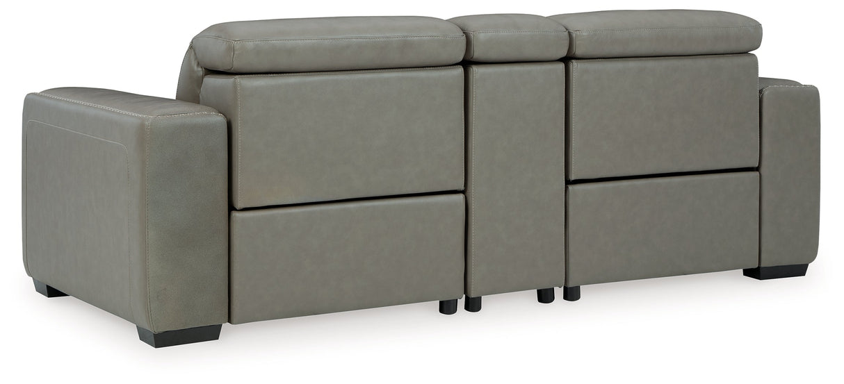 Correze Gray Power Reclining Living Room Set (Center Console)