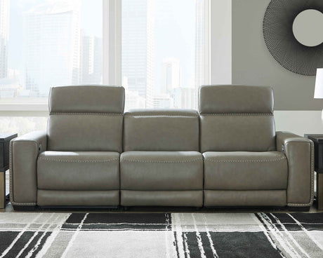 Correze Gray Power Reclining Living Room Set (Center Console)