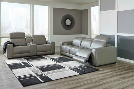 Correze Gray Power Reclining Living Room Set (Center Console)