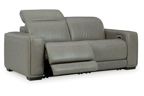 Correze Gray 2-Piece Power Reclining Sectional Loveseat by Ashley at Eve Furniture