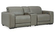 Correze Gray 3-Piece Power Reclining Sectional Loveseat by Ashley at Eve Furniture