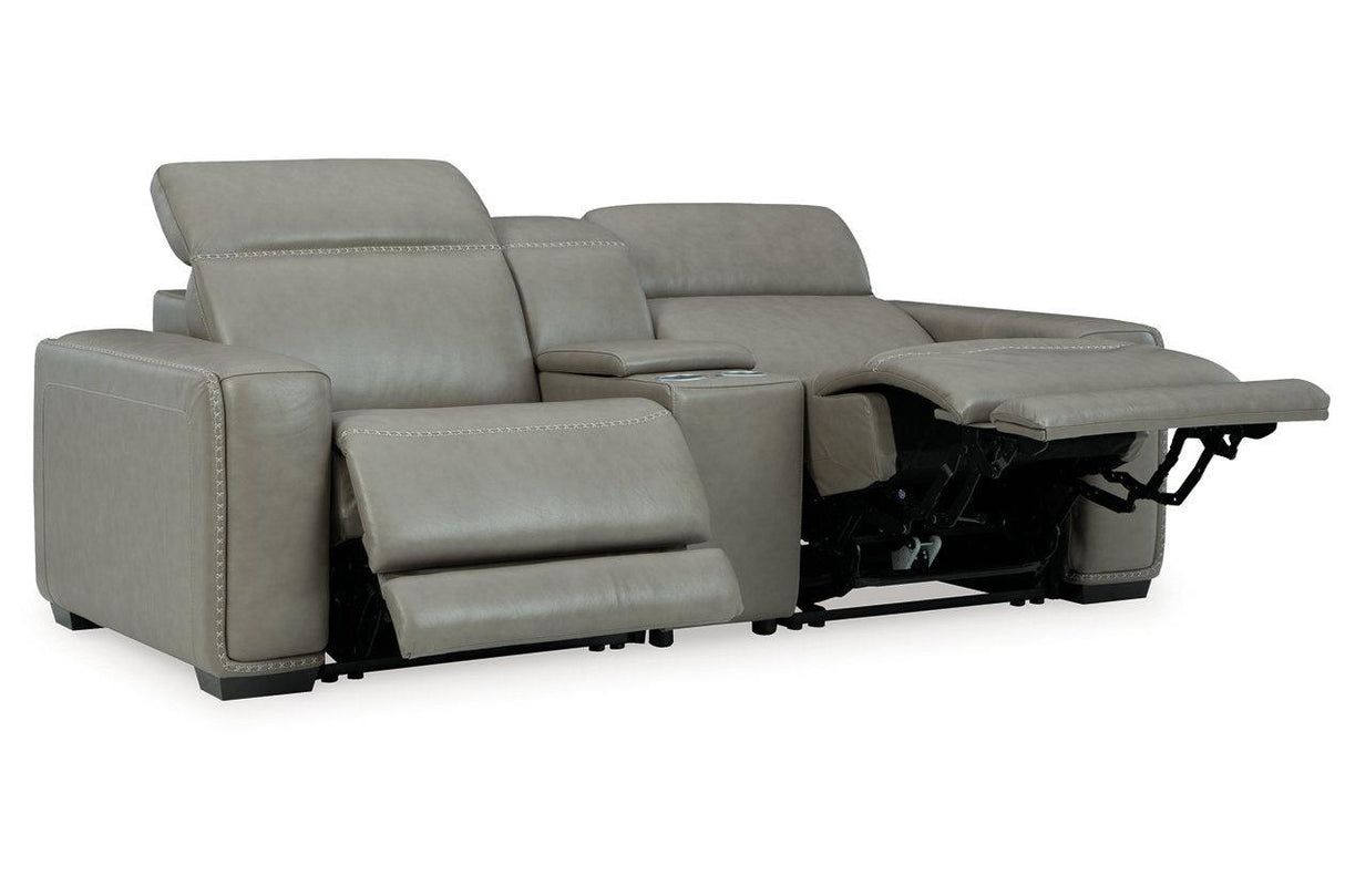 Correze Gray 3-Piece Power Reclining Sectional Loveseat by Ashley at Eve Furniture