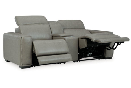Correze Gray 3-Piece Power Reclining Sectional Loveseat by Ashley at Eve Furniture