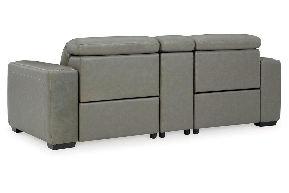 Correze Gray 3-Piece Power Reclining Sectional Loveseat by Ashley at Eve Furniture