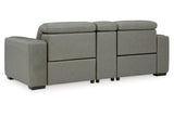 Correze Gray 3-Piece Power Reclining Sectional Loveseat by Ashley at Eve Furniture