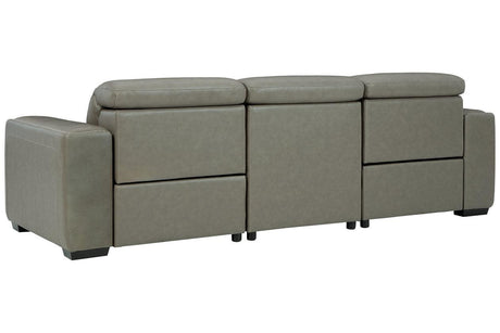 Correze Gray 3-Piece Dual Power Leather Reclining Modular Sofa by Ashley at Eve Furniture
