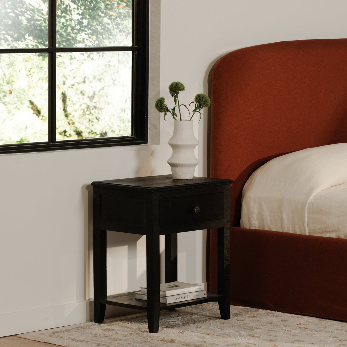Corrine Antique Black Nightstand by MOES at Eve Furniture