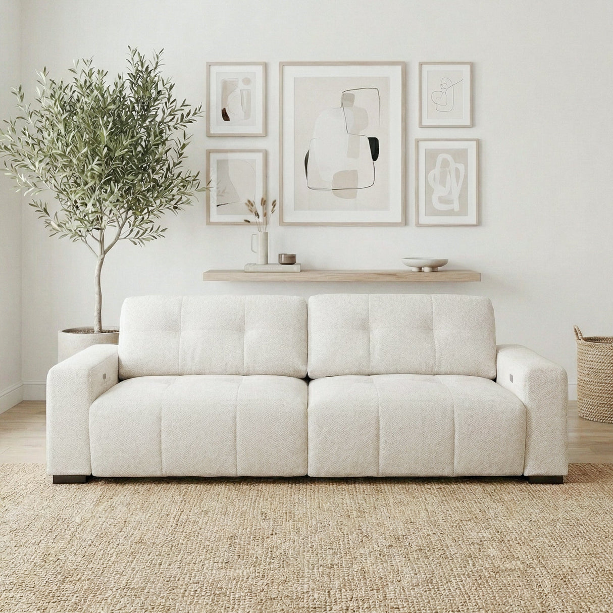 Corston Beige Linen PWR Slider Sofa by Ashcroft Furniture at Eve Furniture