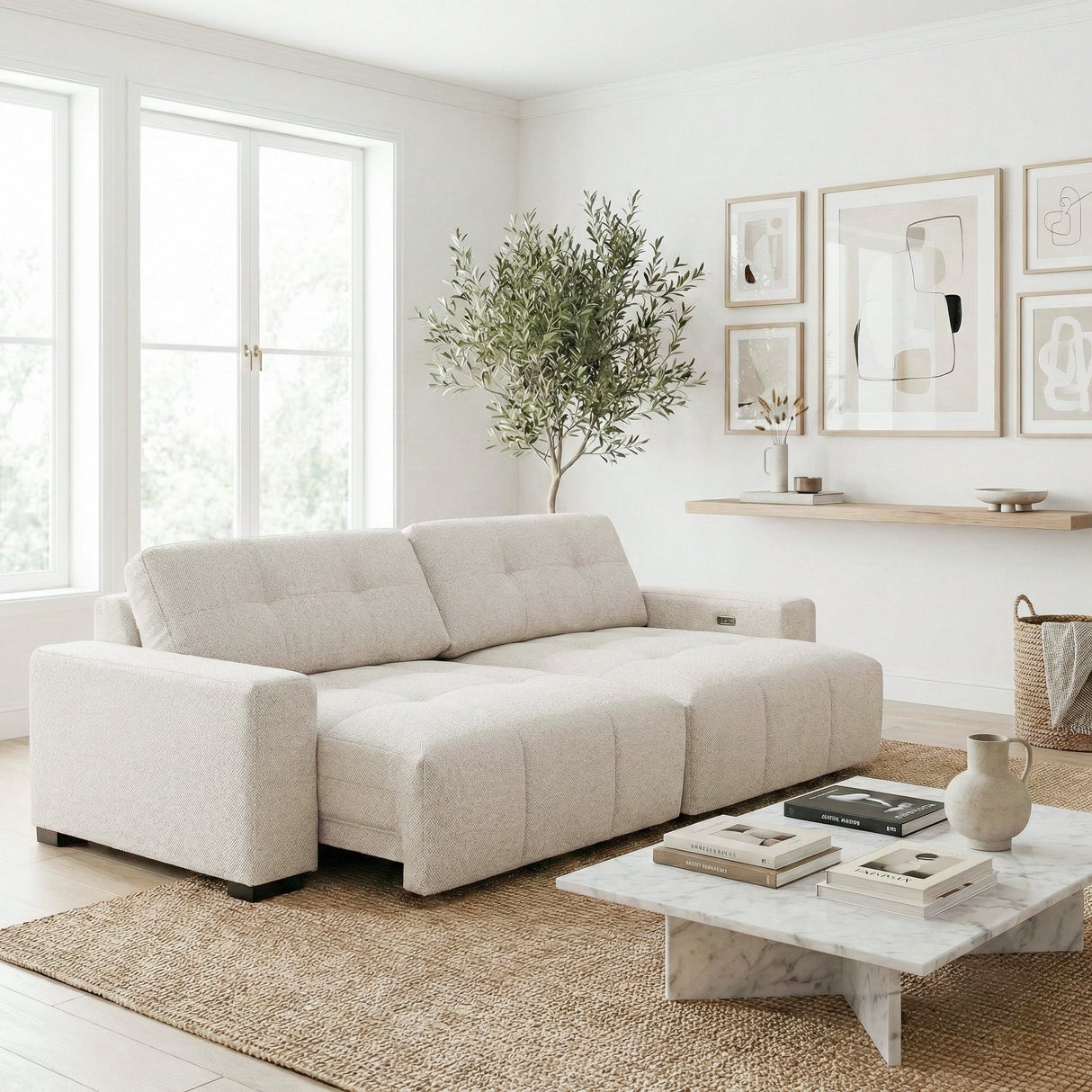 Corston Beige Linen PWR Slider Sofa by Ashcroft Furniture at Eve Furniture