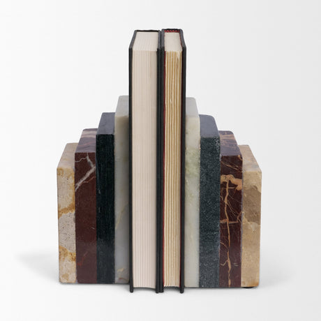 Corte Mixed Marble Stacked Bookends by Mercana at Eve Furniture