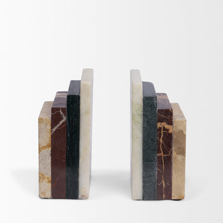 Corte Mixed Marble Stacked Bookends by Mercana at Eve Furniture