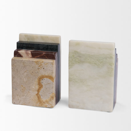 Corte Mixed Marble Stacked Bookends by Mercana at Eve Furniture