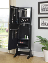 Cortez Black Storage Jewelry Cheval Mirror by Coaster at Eve Furniture