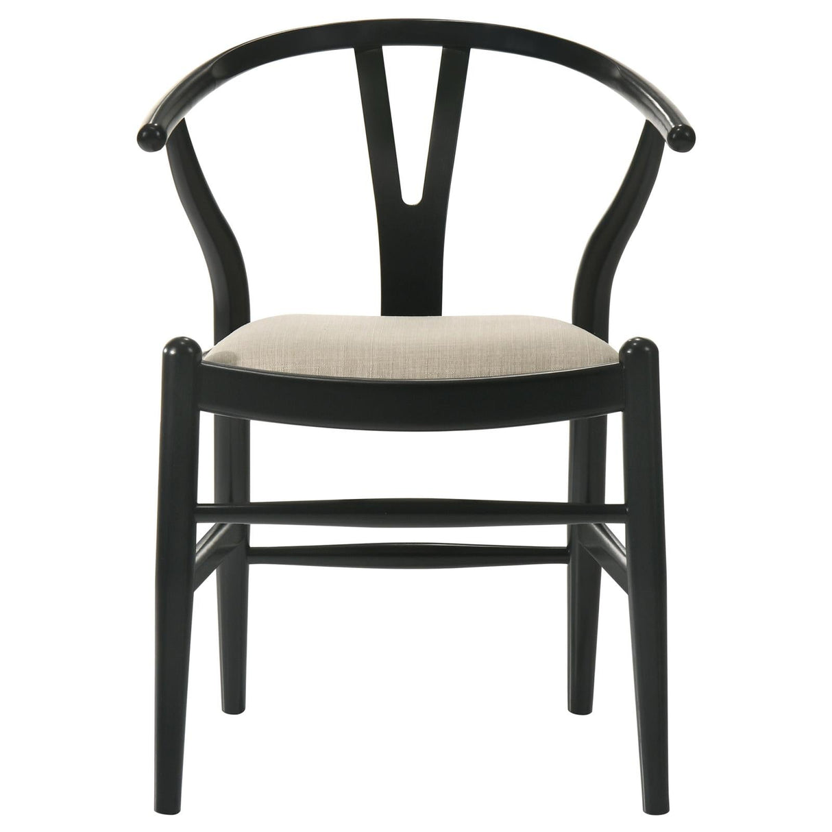 Cortona Danish Y-Shaped Back Wishbone Dining Side Chair Black and Beige (Set of 2)