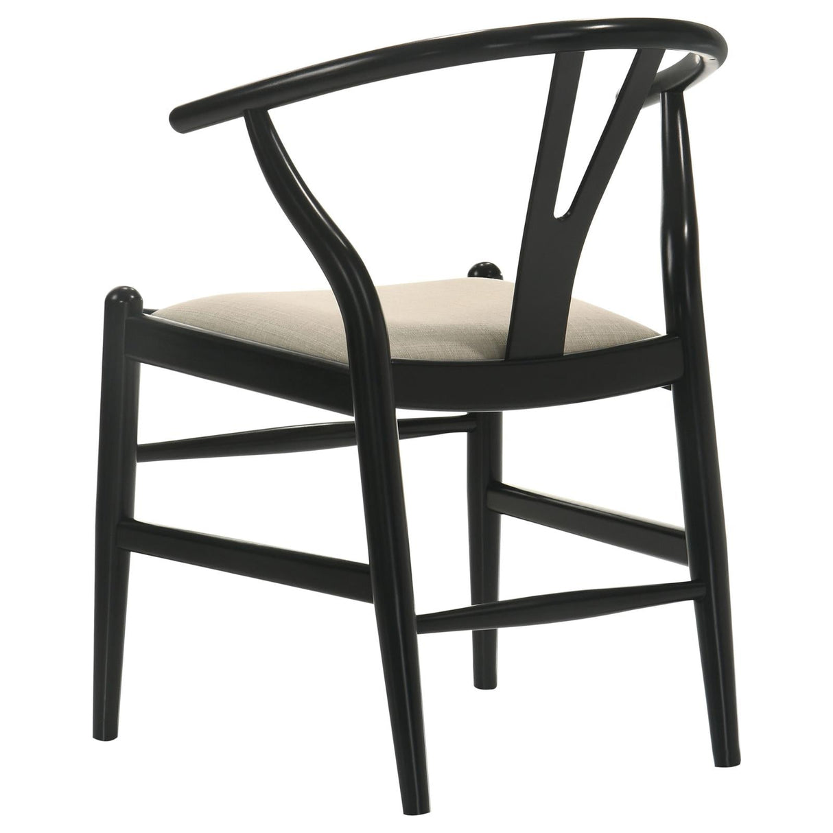 Cortona Danish Y-Shaped Back Wishbone Dining Side Chair Black and Beige (Set of 2)