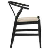 Cortona Danish Y-Shaped Back Wishbone Dining Side Chair Black and Beige (Set of 2)