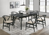 Cortona Danish Y-Shaped Back Wishbone Dining Side Chair Black and Beige (Set of 2) by Coaster at Eve Furniture