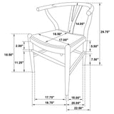 Cortona Danish Y-Shaped Back Wishbone Dining Side Chair Black and Beige (Set of 2) by Coaster at Eve Furniture