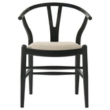 Cortona Danish Y-Shaped Back Wishbone Dining Side Chair Black and Beige (Set of 2) by Coaster at Eve Furniture