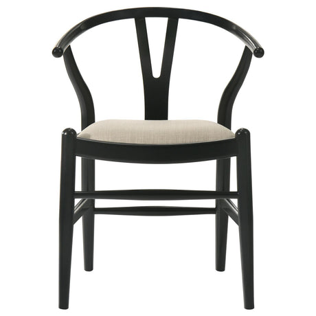 Cortona Danish Y-Shaped Back Wishbone Dining Side Chair Black and Beige (Set of 2) by Coaster at Eve Furniture