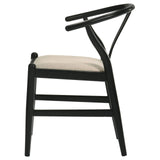 Cortona Danish Y-Shaped Back Wishbone Dining Side Chair Black and Beige (Set of 2) by Coaster at Eve Furniture