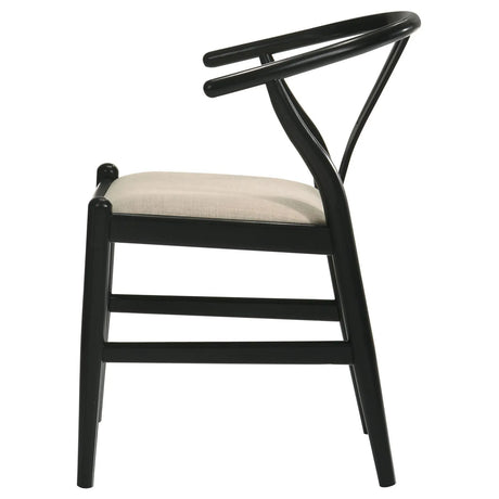 Cortona Danish Y-Shaped Back Wishbone Dining Side Chair Black and Beige (Set of 2) by Coaster at Eve Furniture