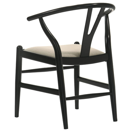Cortona Danish Y-Shaped Back Wishbone Dining Side Chair Black and Beige (Set of 2) by Coaster at Eve Furniture