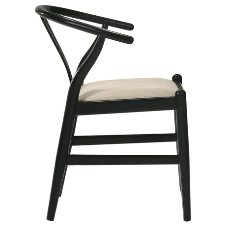 Cortona Danish Y-Shaped Back Wishbone Dining Side Chair Black and Beige (Set of 2) by Coaster at Eve Furniture