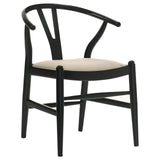 Cortona Danish Y-Shaped Back Wishbone Dining Side Chair Black and Beige (Set of 2) by Coaster at Eve Furniture