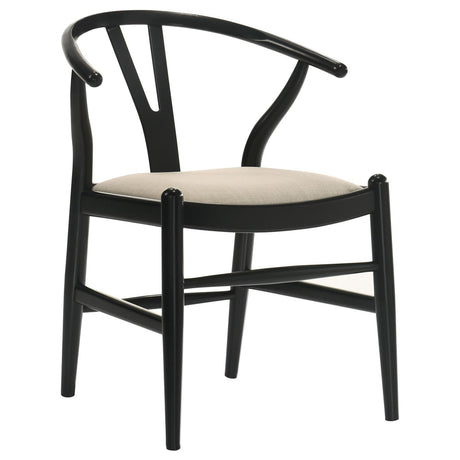 Cortona Danish Y-Shaped Back Wishbone Dining Side Chair Black and Beige (Set of 2) by Coaster at Eve Furniture