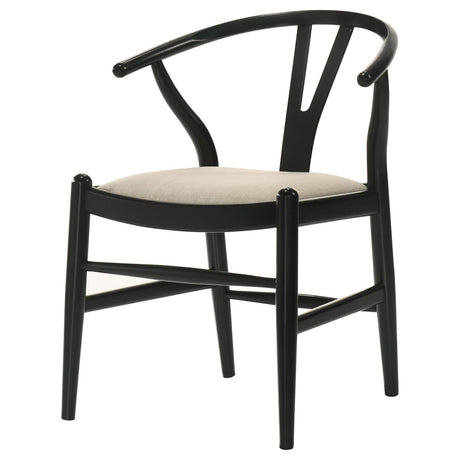 Cortona Danish Y-Shaped Back Wishbone Dining Side Chair Black and Beige (Set of 2) by Coaster at Eve Furniture