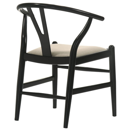 Cortona Danish Y-Shaped Back Wishbone Dining Side Chair Black and Beige (Set of 2) by Coaster at Eve Furniture