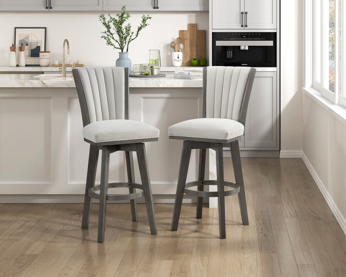 Corvallis Beige Swivel Pub Height Chair, Set of 2