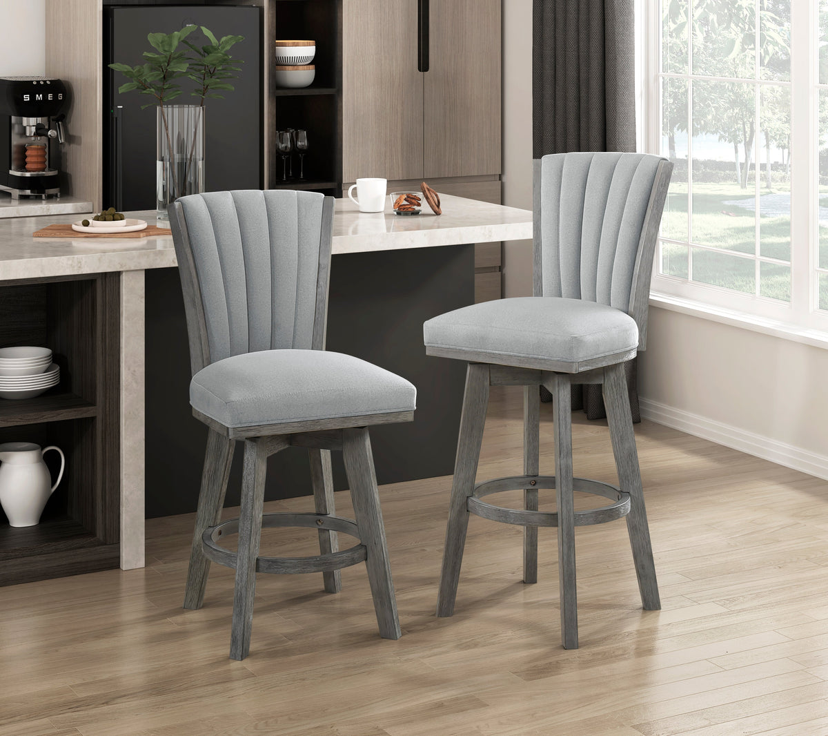 Corvallis Gray Swivel Pub Height Chair, Set of 2 by Homelegance at Eve Furniture