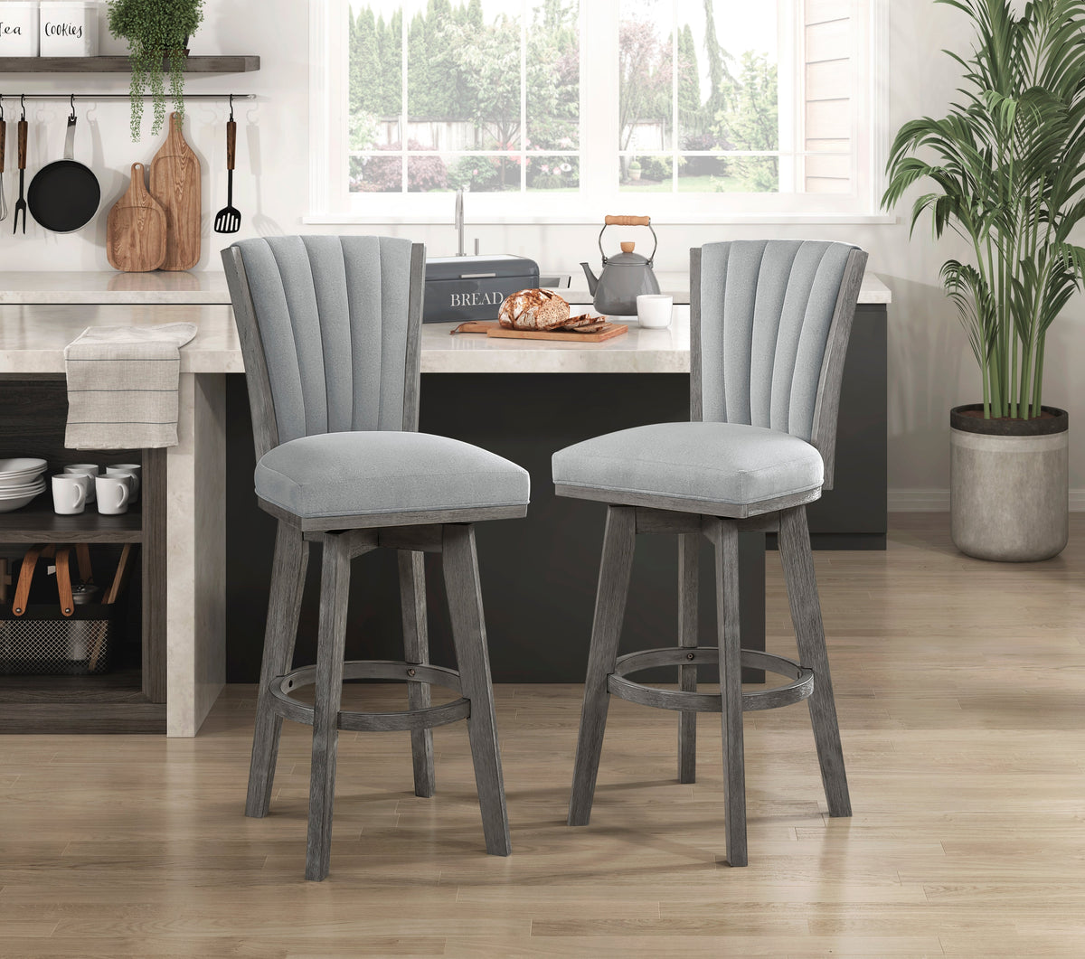 Corvallis Gray Swivel Pub Height Chair, Set of 2 by Homelegance at Eve Furniture