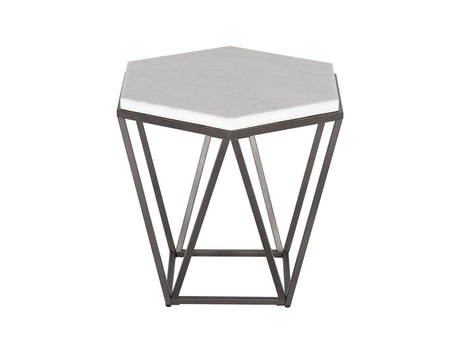 Corvus White Marble Top Hexagon End Table