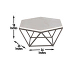 Corvus White Marble Top HexagonCocktail Table