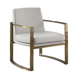 Cory Cream/Bronze Concave Metal Arm Accent Chair