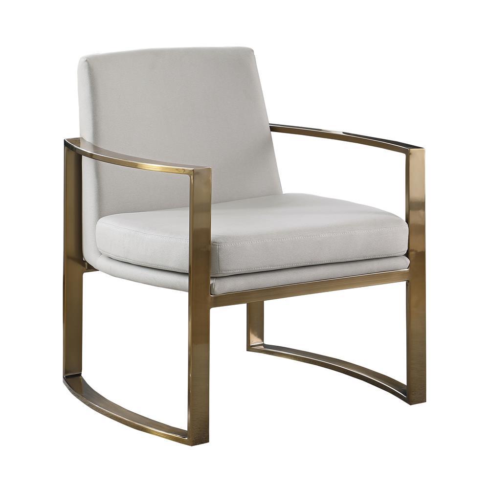 Cory Cream/Bronze Concave Metal Arm Accent Chair by Coaster at Eve Furniture