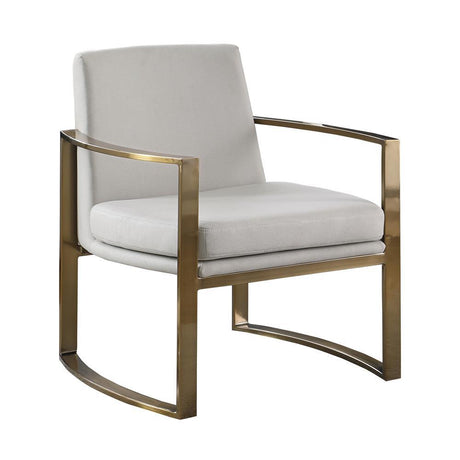 Cory Cream/Bronze Concave Metal Arm Accent Chair by Coaster at Eve Furniture