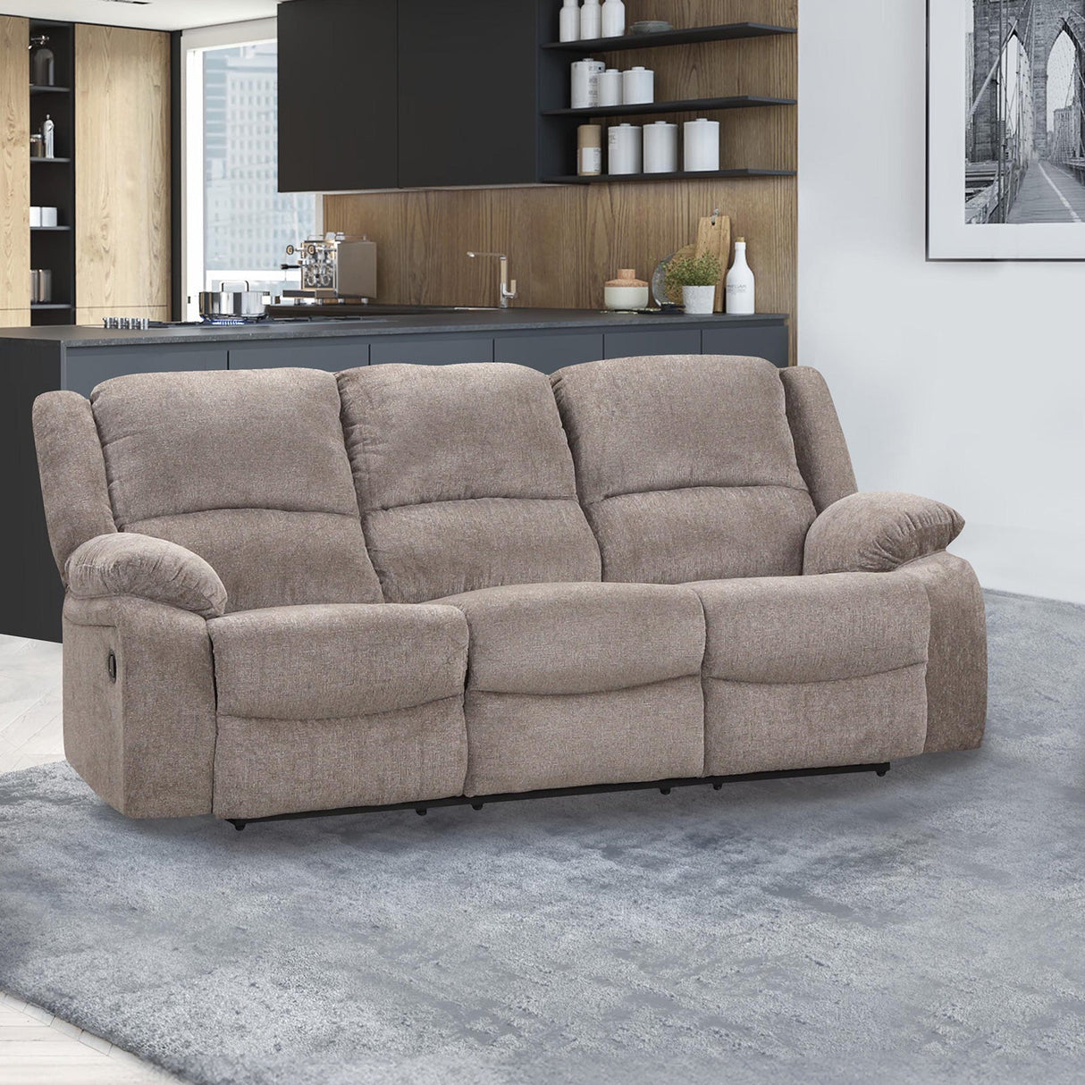 Cosimo Mocha 3-Piece Reclining Living Room Set by Furniture of America at Eve Furniture
