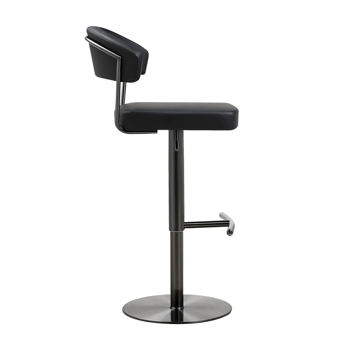 Cosmo Black Performance Vegan Leather on Black Steel Barstool by TOV Furniture at Eve Furniture