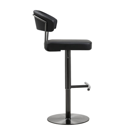 Cosmo Black Performance Vegan Leather on Black Steel Barstool by TOV Furniture at Eve Furniture