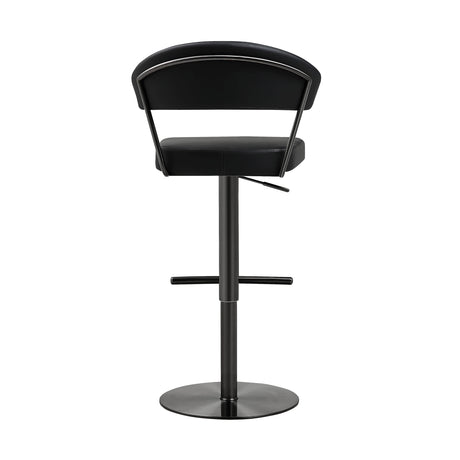 Cosmo Black Performance Vegan Leather on Black Steel Barstool by TOV Furniture at Eve Furniture