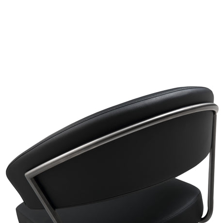Cosmo Black Performance Vegan Leather on Black Steel Barstool by TOV Furniture at Eve Furniture