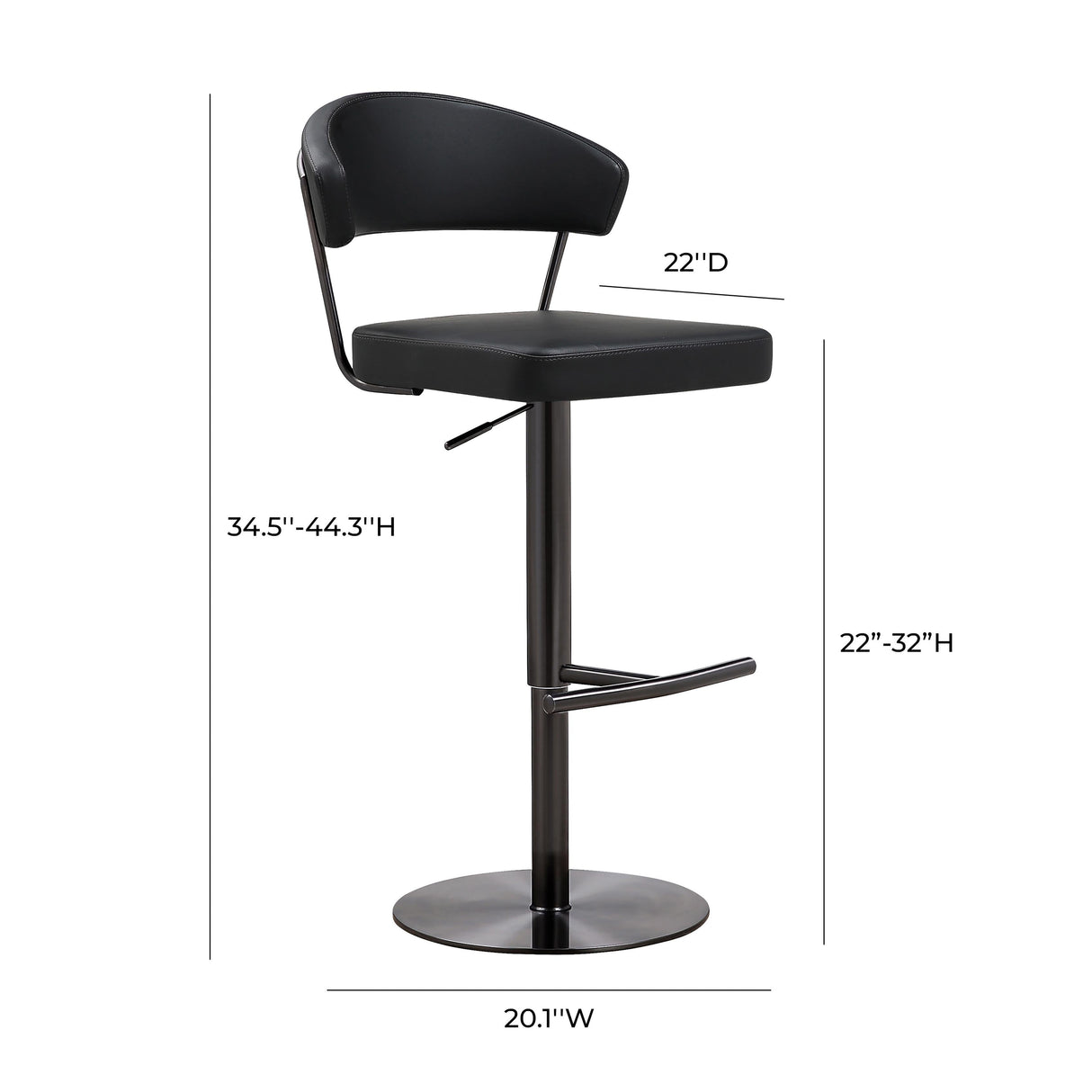 Cosmo Black Performance Vegan Leather on Black Steel Barstool by TOV Furniture at Eve Furniture