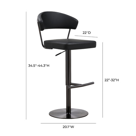 Cosmo Black Performance Vegan Leather on Black Steel Barstool by TOV Furniture at Eve Furniture